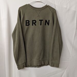Burton Olive Sweatshirt with Black Logo Men's Medium